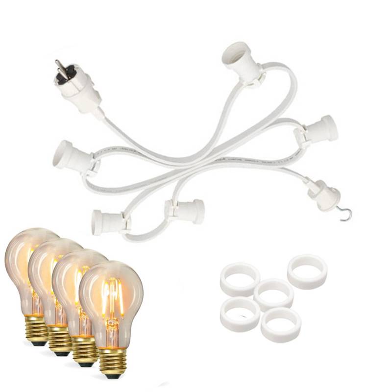 Satisfire Illu- Partylichterkette 20m Weiß Außen Terrasse Garten 30 Dimmbare Filament LED von SATISFIRE