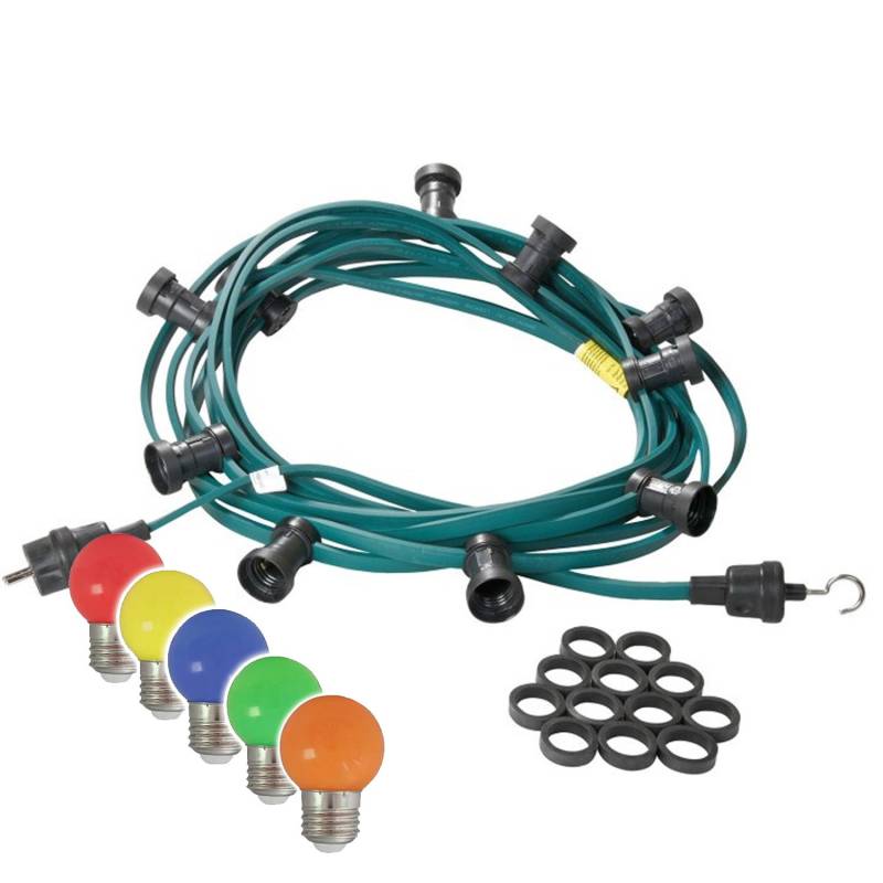 Satisfire Illu- Partylichterkette 40m Grün Für Außen Biergarten 40 Bunte LED Kugellampen von SATISFIRE