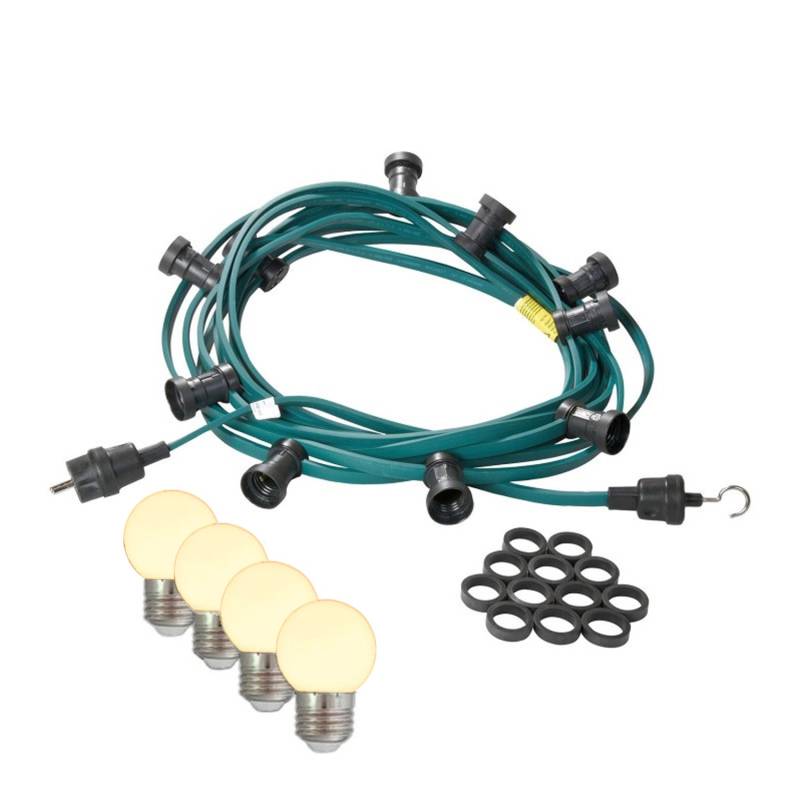 Satisfire Illu- Partylichterkette 50m Grün Biergarten 50 Warmweiße E27 LED Kugellampen von SATISFIRE