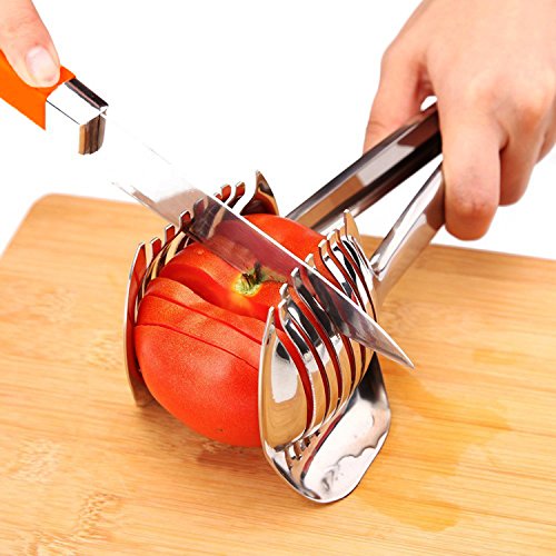 Beste Utensilien Tomatenschneider Zitronenschneider 18/8 Edelstahl Mehrzweck Runde Fruchtzangen Zwiebelhalter Einfache Scheiben Kiwi Früchte & Gemüse Werkzeuge Küche Schneidhilfsmittel von BestUtensils