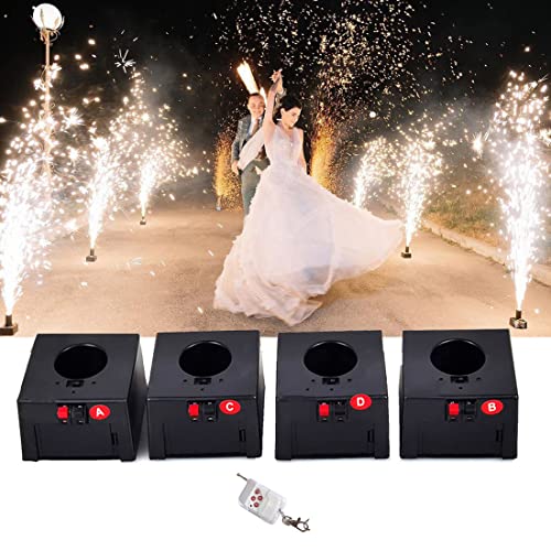 Cold Firework Igniter Machine, Mini Fountain Cold Fireworks Machine, Wireless Remote Pyrotechnics 4/6 Queues Stage Equipment Fountain System, 4pcs / 6pcs Receivers,4Cues von SATSAT