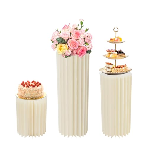 Blumensäulen Set 3er faltbar Karton Mehrhöhen Display für Hochzeit Gartenparty 40/60/80cm Höhe Milchweiß Blumensäulen Set 3er faltbar Karton Mehrhöhen Display für Hochzeit Gartenparty 40/60/80cm Höhe Milchweiß von SAUADY