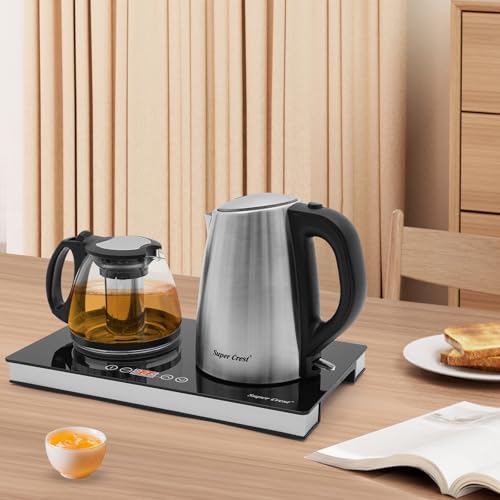 Doppelflammiger Elektrischer Wasserkocher für die Zubereitung verschiedener Getränke wie Kaffee Tee Schwarz 15 * 21cm 14 * 13cm von SAUADY