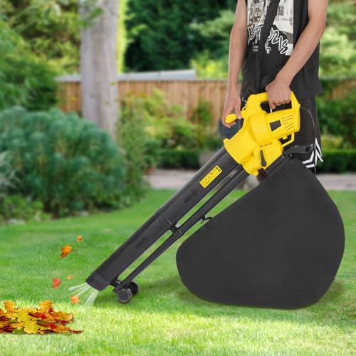 Elektrisches Blatt Gebläse Handheld Blatt Gebläse Hof Garten Gebläse 3000W Leistungsstark 270kmh Windgeschwindigkeit 35L Fassungsvermögen Für Laub Schmutz Schnee 47x27x25.5cm Gelb von SAUADY