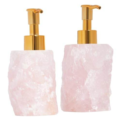 Kristallstein Seifenspender aus Naturstein Bergkristall-Seifenspender für Badezimmer Rosa 8 * 15CM 2 Stück von SAUADY