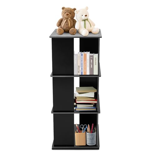 SAUADY Display 360° drehbares Bücherregal Drehbares Bücherregal kann Verschiedene Arten von Büchern Zeitschriften Schwarz 40 * 40 * 97CM von SAUADY