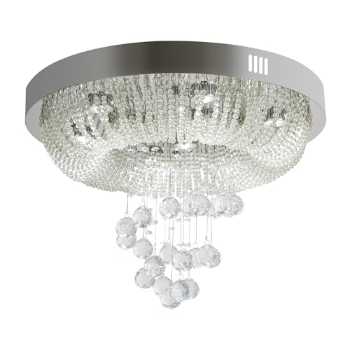 SAUADY Kristall Deckenlampe Deckenleuchte Schlafzimmer Lampe Kronleuchter Lüster Kristall-Kronleuchter Decke LED Weiß 60 * 40CM von SAUADY