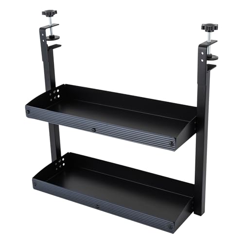 SAUADY Schreibtischregal mit Verstellbarem Ablagefach mit Klemmvorrichtung Regal 2-stufiges kann in Büros Schlafzimmern 44 * 39.3 * 15.3CM Schwarz von SAUADY