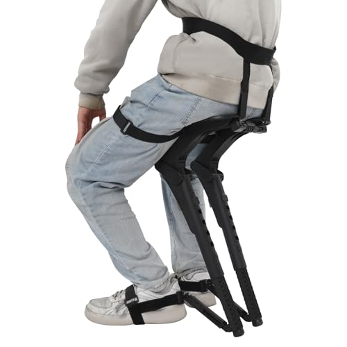 SAUADY Tragbarer Stuhl Unsichtbarer Sitz Exoskelett Wearable Chair Outdoor Angelhocker Camping Angeln Tragbarer Ergonomiesitz Für Beine Leichtgewicht Kompakt Faltbar Bis 150kg 45x35x40 cm Grau von SAUADY