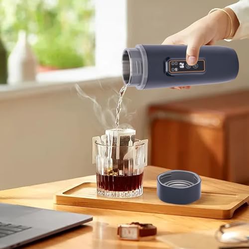 Schnellkessel Doppelschicht Tragbarer Elektrischer Wasserkocher Edelstahl Thermoskanne Reisekessel 350ml 8.2 * 21.8CM 300W Schwarz von SAUADY