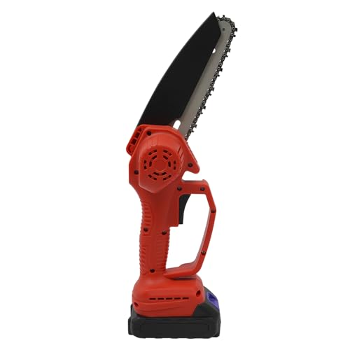 Tragbare Elektro-Kettensäge Mini-Akku-Kettensäge Handgeführte Kettensäge für Sträuchern Bauernhöfen Parks Wäldern Rot 11.2 * 7CM von SAUADY