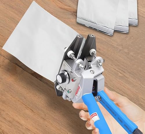 Tragbare Hand-Heißsiegelmaschine Handgehaltene Heißsiegelmaschine Lebensmittelbeutelversiegler 300W 45 * 36 * 12.5cm 30-250℃ Blau + Silber von SAUADY