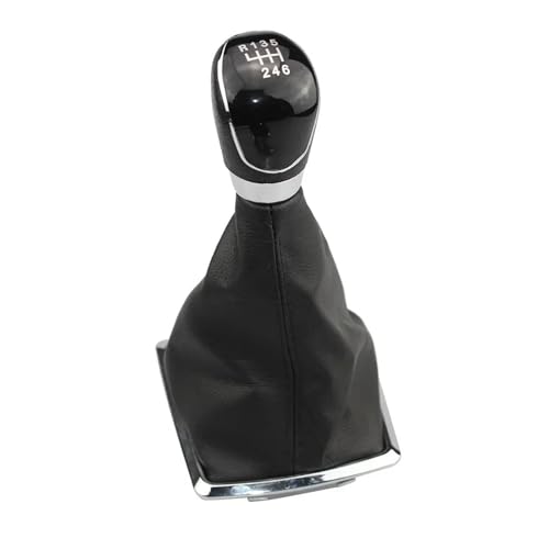 Auto Shifter Adapter Für Ford Für Focus 2 Für MK2 2005 2006 2007 2008 2009 2010 2011 2012 5/6 Gang Schaltknauf Hebel Handball Gamasche Boot Lederbezug Schaltknauf Knauf(Black 6-speed) von SAUANMNKTP