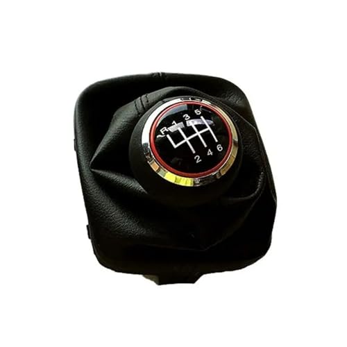 SAUANMNKTP Auto Shifter Adapter Für A3 Für S3 8P Für S-line Für Sportback 5-Gang 6-Gang-Schaltgetriebe MT Auto-Schaltknauf Mit Lederknopf Rote Kappen(6 Speed) von SAUANMNKTP