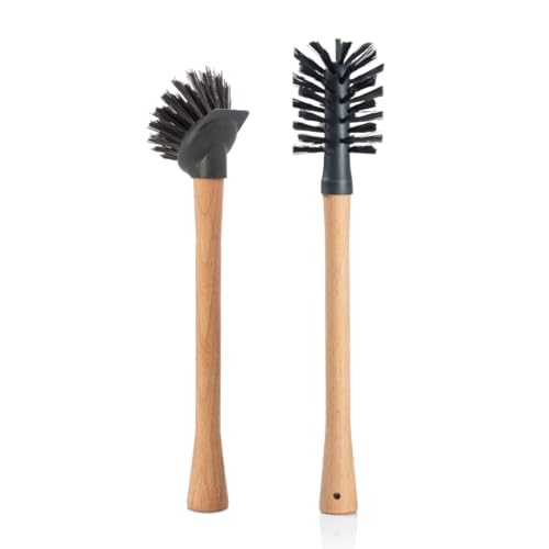 SAUBA Flaschen- & Spülbürste SPÜLA | 2in1 Reinigungsbürste schwarz für Flaschen & Spüle | Multitool Spül- und Flaschenbürste von SAUBA
