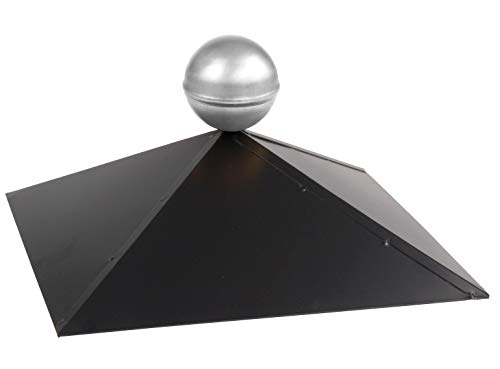 SunnyDeals Pavillon-Haube | Pavillondach 4-eckig | schwarz glänzende Pulverbeschichtung | Edelstahlkugel | edle Optik | Firsthaube | Kantenlänge 34,5 cm von SAUERLAND