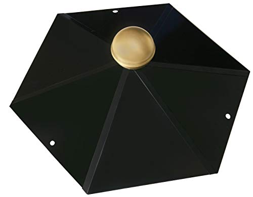 SunnyDeals Pavillon-Haube | Pavillondach 6-eckig | schwarz glänzende Pulverbeschichtung | Messingkugel | edle Optik | Firsthaube | Kantenlänge 25cm von SAUERLAND