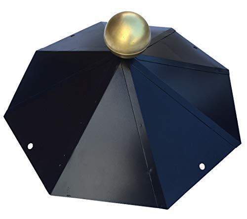 SunnyDeals Pavillon-Haube | Pavillondach 8-eckig | schwarz glänzende Pulverbeschichtung | Messingkugel | edle Optik | Firsthaube | Kantenlänge 19 cm von SAUERLAND
