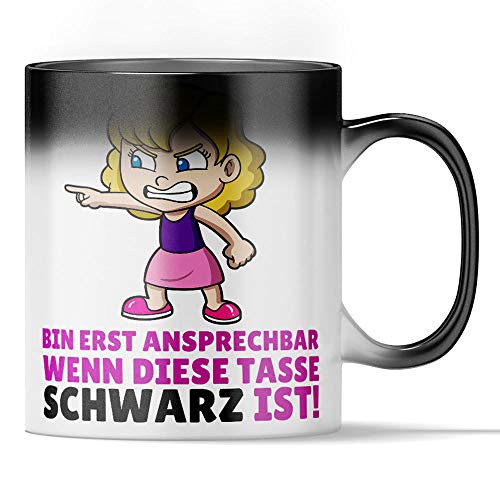 Bin erst ansprechbar wenn diese Tasse Schwarz ist Lustige Farbwechseltasse Geschenkidee für Kollegen und Morgenmuffel von SAUFCOUNTER MARK YOUR DRINKS