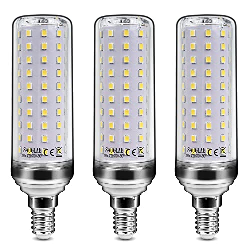 SAUGLAE 22W LED Lampen, 180W Glühlampen Äquivalent, 4000K Neutralweiß, 2500Lm, E14 Edison Schraube LED Leuchtmittel, 3 Stück von SAUGLAE