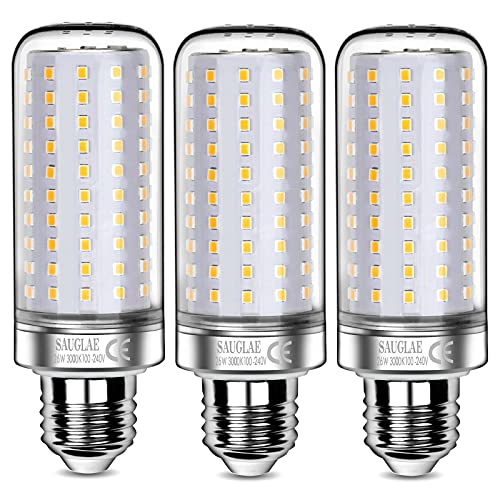 SAUGLAE 26W LED Lampen, 200W Glühlampen Äquivalent, 3000K Warmweiß, 3000Lm, E27 Edison Schraube LED Leuchtmittel, 3 Stück von SAUGLAE