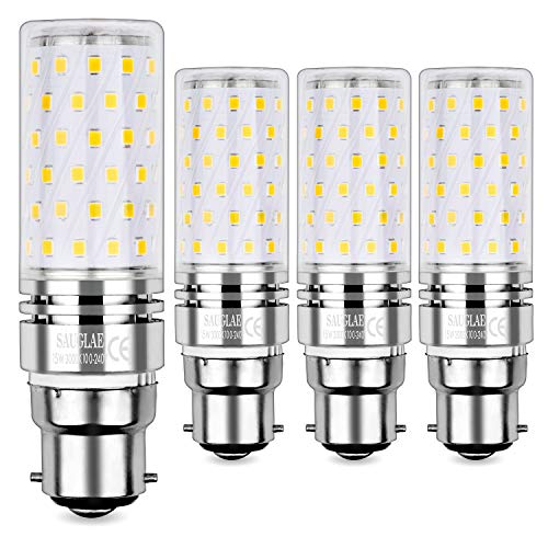 SAUGLAE B22 Led Mais Leuchtmittel 15W, Entspricht 120W Glühbirnen, 3000K Warmweiß, 1700lm, Bajonett Kappe Led Birne, 4-Pack SAUGLAE B22 Led Mais Leuchtmittel 15W, Entspricht 120W Glühbirnen, 3000K Warmweiß, 1700lm, Bajonett Kappe Led Birne, 4-Pack von SAUGLAE