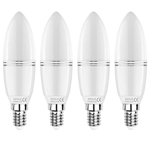 SAUGLAE E14 LED Kerzen Lampe 12W, 100W Glühbirnen äquivalent, 6000K Kaltweiß, Nicht Dimmbar, 1380Lm, Kleine Edison Schraube Kerze Birne, 4er Pack von SAUGLAE