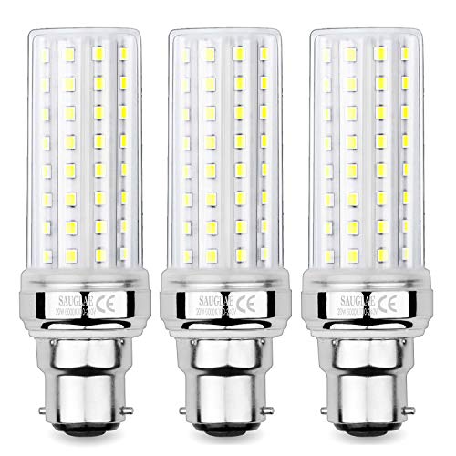 SAUGLAE 20W LED Mais Glühbirnen, 150W Glühlampen Äquivalent, 6000K Kaltweiß, 2300Lm, B22 Bajonett Kappe Glühbirnen, 3 Stück von SAUGLAE