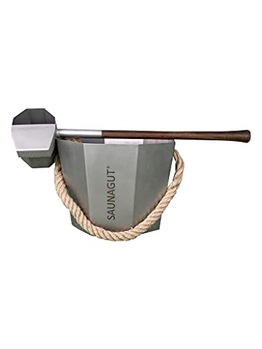 SAUNAGUT® Edelstahl- Eimer mit der REGENKELLE® im Set! (Klein, Nuss) von SAUNAGUT
