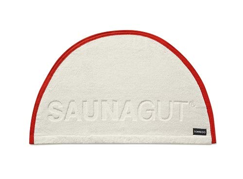 SAUNAGUT® Sauna Wedeltuch Torreoo elfenbein-rot von SAUNAGUT