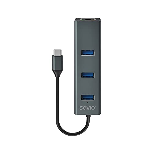 SAVIO LAN Adapter - Ethernet Adapter - USB Netzwerkadapter - USB A LAN Adapter - RJ45 Adapter - Adapter USB C 3.1 - LAN USB Adapter - LAN Kabel Adapter - USB A Ethernet - USB A Netzwerkadapter von SAVIO