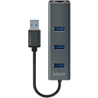 Savio - AK-57 usb-a - 3 x usb-a hub mit RJ-45 Gigabit Ethernet Adapter 5000 Mbit/s grau von SAVIO