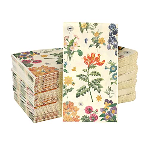 20 Stück Papierservietten Floral, Exquisite Paper Napkins Floral Dekorative Retro-Papierservietten mit Blumenmuster, Einweg für Teeparty, Hochzeit, Abendessen, Geburtstagszubehör von SAVITA