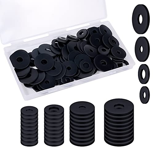 100stk Gummi Unterlegscheiben Sortiment, 18/20/25/30mm Flache Gummidichtungen Strapazierfähig Schwarze Gummitülle Vibrationsdämpfungspads für Haushaltsgeräte Wasserhähne Schrauben Bolzen von SAVITA