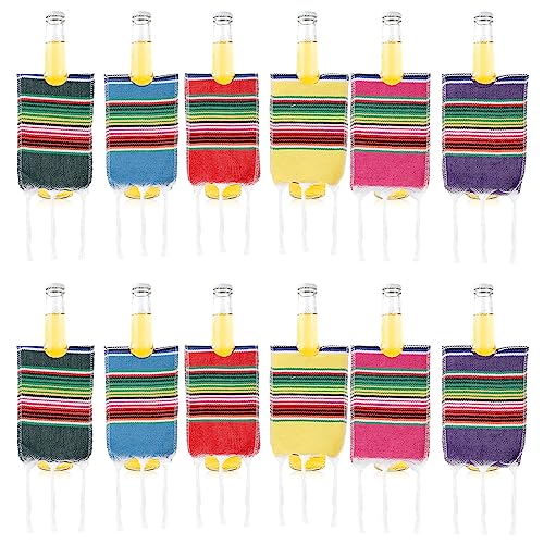 12stk Mexikanische Serape für Flaschen, Bunte Bierflaschenponchos Mexikanische Serape für Flaschen Cinco de Mayo-Dekorationen Mexikanisches Partyzubehör (6 Farben) von SAVITA