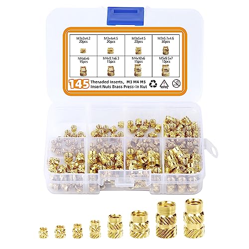 145 Stück M3 M4 M5 Gewinde Muttern, Messing-Gewindeeinsatz Einbettungsmuttern mit Gewinde Einsätze für Kunststoff 3D-Druck-Spritzguss 145 Stück M3 M4 M5 Gewinde Muttern, Messing-Gewindeeinsatz Einbettungsmuttern mit Gewinde Einsätze für Kunststoff 3D-Druck-Spritzguss von SAVITA
