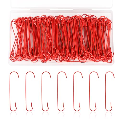 200 Stück Weihnachtsschmuck Haken, 6 x 1,3cm C-Förmige Weihnachtsbaumschmuck Haken mit Aufbewahrungsbox Biegbare Metallhaken für Weihnachtsdekoration (Rot) von SAVITA