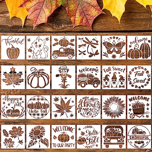 SAVITA 24er Herbst Schablone, 7,6x7,6cm Klein Schablonen zum Malen, Wiederverwendbar, für Holz, Thanksgiving DIY Bastelarbeiten, Auf Holz, Leinwand, Stoff, Wanddekoration, Heimdekoration SAVITA 24er Herbst Schablone, 7,6x7,6cm Klein Schablonen zum Malen, Wiederverwendbar, für Holz, Thanksgiving DIY Bastelarbeiten, Auf Holz, Leinwand, Stoff, Wanddekoration, Heimdekoration von SAVITA