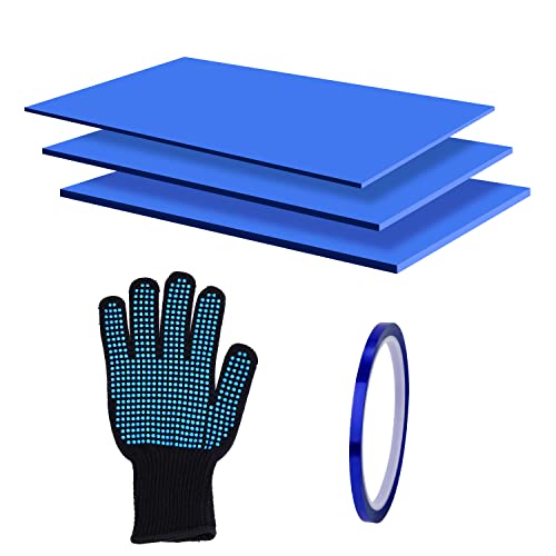 3stk Sublimation Wrap, Silikon Sublimation Tassen Rohlinge in 3 Stärken mit Hitzebeständigem Klebeband und Handschuh Kompatibel mit -Becherpresse, Becherhitzepresse (Blau) von SAVITA