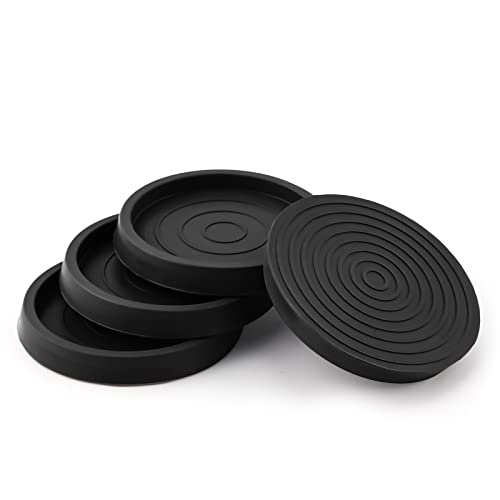 4St Runde Möbeluntersetzer, 6,4cm Stuhlbeinkappen aus Gummi Stuhlbeinschoner für Bett Schrank Sofa Stuhl Tisch Klavier (Schwarz) von SAVITA