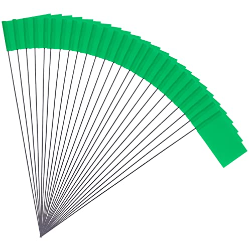 50 Stück 5,1x7,6cm Markierungsfahnen mit Stahlmast Vinyl Stake Flag für Garten Industrie Unterirdische Versorgungsunternehmen Landschaftsgestaltung Vermessung Haustiergrenze (Grün) von SAVITA