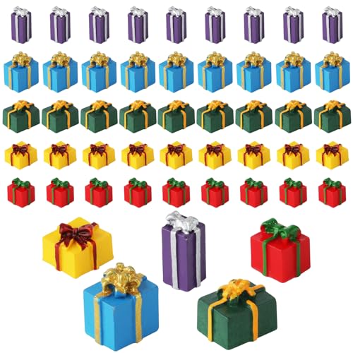 50St Mini Geschenkboxen aus Kunstharz, Miniatur Geschenkboxen für Weihnachten, Miniatur Weihnachtsschmuck für DIY Handwerk, Zubehör für die Herstellung von Handyhüllen von SAVITA