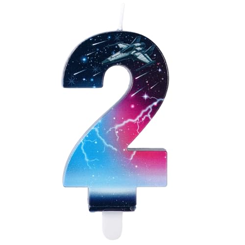 Geburtstagskerzen mit Sternenmotiv, Cupcake-Topper im Universum-Stil Stern-Galaxie-Kerzen Geburtstagsparty-Dekorationen mit Anime-Motiven (Nummer 2) von SAVITA