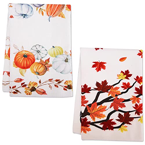 SAVITA Kariertes Auto Ahornblatt Kürbis Küchentücher Herbst, 58 cm x 39 cm Herbst Thanksgiving Ernte Vintage-Bar-Geschirrtücher Geschirr Handtücher Herbst Geschirrtücher Herbst 2er-Set von SAVITA