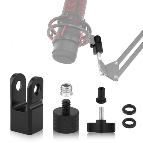 Mikrofonhalterungsadapter für Hyperx Quadcast mit 3/8 Zoll oder 1/4 Zoll Schraubenadapter Funktioniert mit HyperX QuadCast Mikrofonständer und Galgenarm Langlebiges Ersatzzubehör(Schwarz) von SAVITA