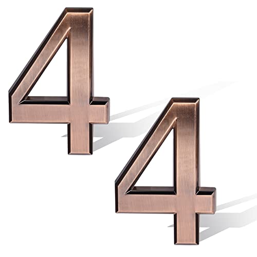 SAVITA 2 Stück 7cm Bronze Postfachnummern Hausnummern, Selbstklebende Adressnummernaufkleber Türnummernschild für Haus Apartments Hotels Autos (Nummer 4) von SAVITA