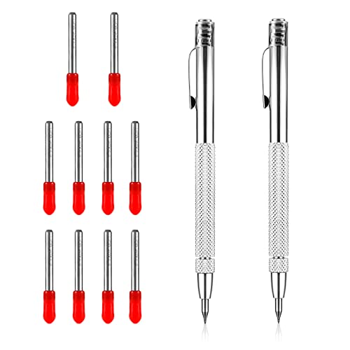 SAVITA 2 Stück Gravurstifte aus Wolframkarbid Reißnadel mit Magnet, Gravierstift Metall Glasritzwerkzeug Scriber Pen Tool mit 10 Stück Wolframkarbid-Ersatzspitzen für Edelstahl Keramik Metallblech von SAVITA