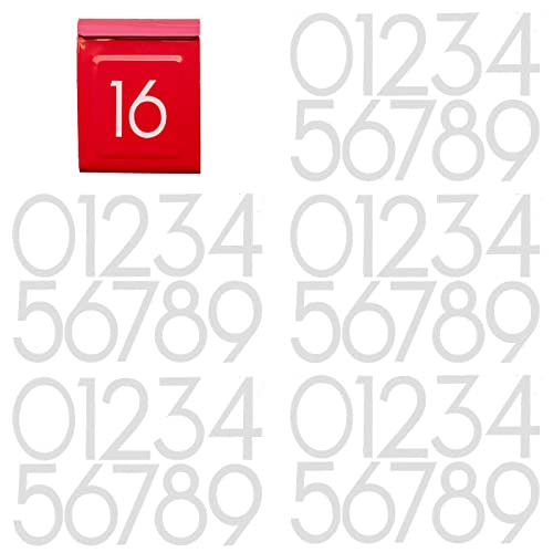 SAVITA 5 Blatt 10cm Nummer Selbstklebend 0-9, Selbstklebend Wasserdicht Reflektierende Nummernaufklebern Hausnummern für Briefkasten Aufkleben Tür Fenster Adresse Werbetafel Autoschild (Weiß) von SAVITA