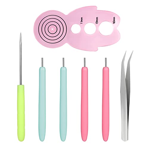 SAVITA 7pcs Papier Quilling Werkzeugset, Geschlitzte Quilling Werkzeug Tool mit Edelstahlspitze Blumen Roll Werkzeug Curlingm Trainer Pinzette für Karton Basteln von SAVITA