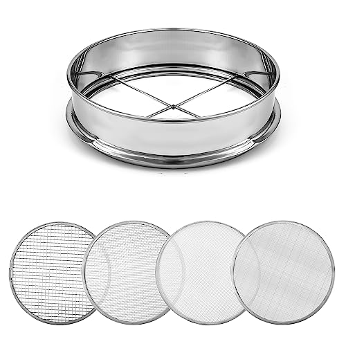 Savita Bodensieb Garten, 1 Stück 30cm Edelstahl Siebpfanne und 4 Stück 0,7/2/3/6mm Maschenweiten Bodensieb Edelstahl Bodensieb Set Schmutz Gartensieb Bodensieb Savita Bodensieb Garten, 1 Stück 30cm Edelstahl Siebpfanne und 4 Stück 0,7/2/3/6mm Maschenweiten Bodensieb Edelstahl Bodensieb Set Schmutz Gartensieb Bodensieb von SAVITA